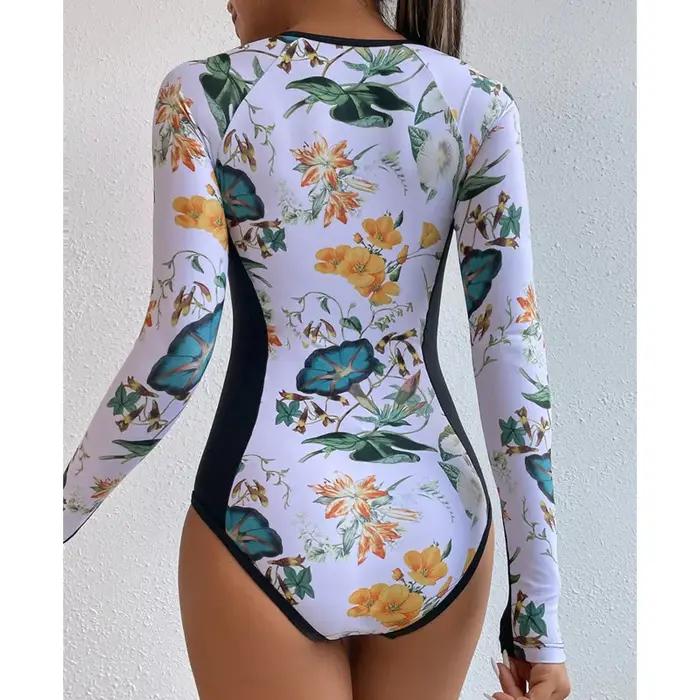 Nouveau maillot de bain une pièce fermé à manches longues maillots de bain pour sport surf body femm