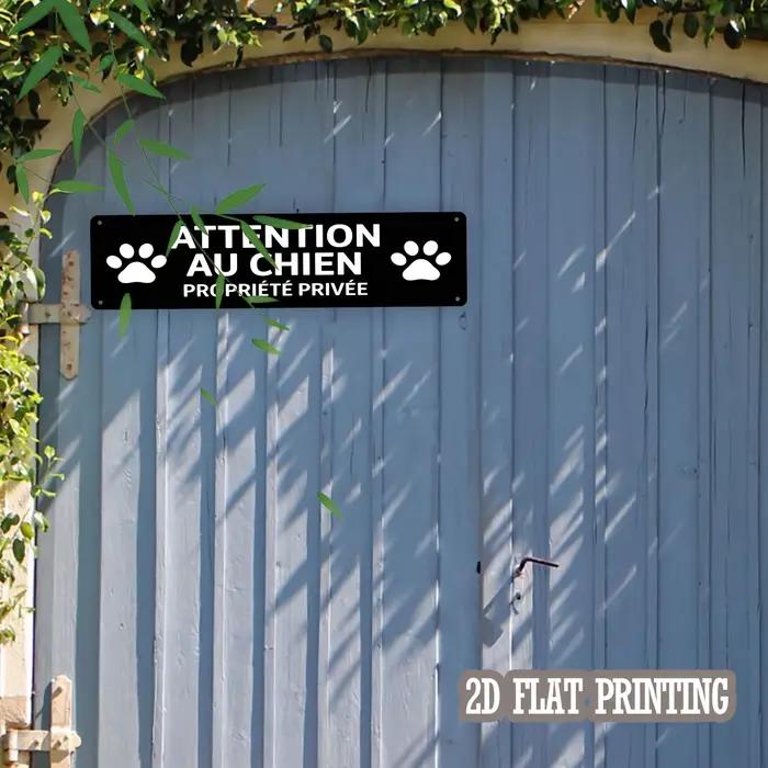 Panneau en métal « ATTENTION AU CHIEN PROPRETÉ PRIVÉE » – Décoration murale