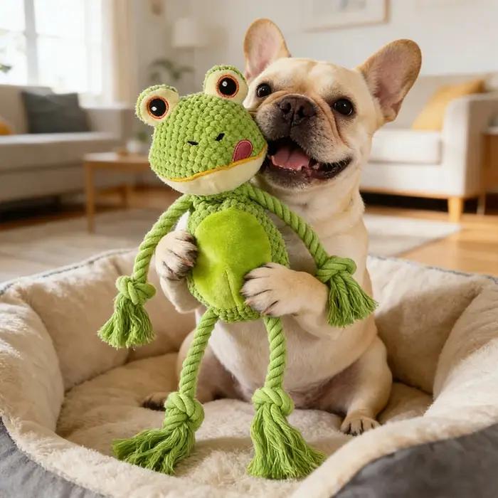 Jouet interactif pour chien en peluche grenouille couineuse