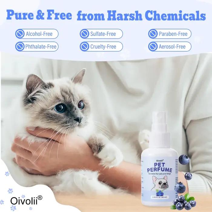 Spray désodorisant pour chiens et chats parfum naturel de myrtille format voyage senteur fraîche pour l'entretien hygiène des animaux de compagnie occasionnels