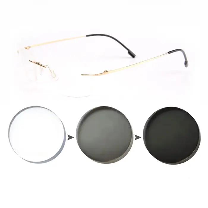 Lunettes de soleil photochromiques pour myopie sans cadre lunettes de lecture optiques finies dioptries 0 à 6.00 pour homme et femme activités sportives occasions spéciales