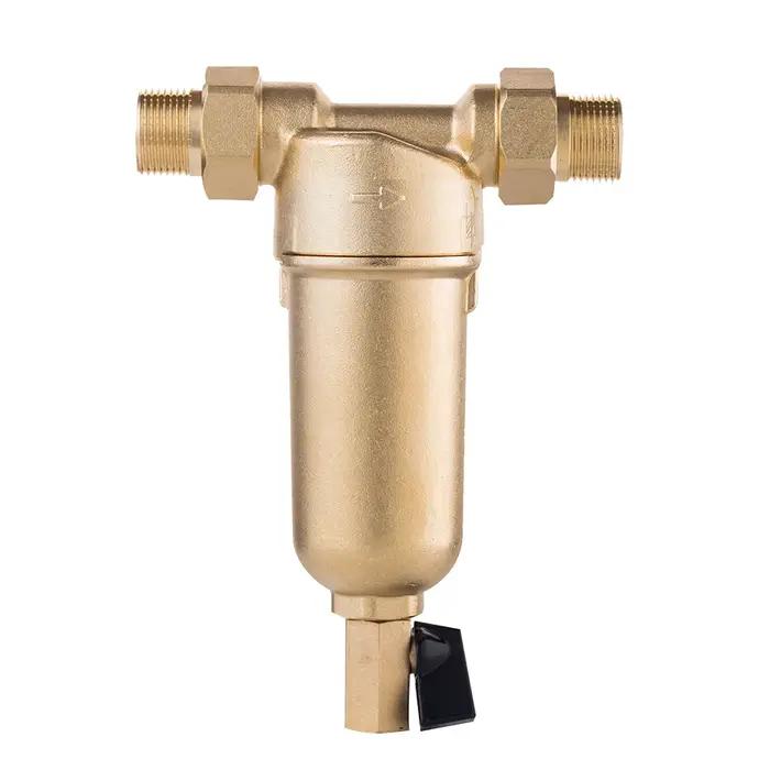 Siphon à dépense pré-filtre filtre à eau chaude système de purificateur en laiton entier pré-filtre en maille d'acier inoxydable avec jauge eau chaude pour purification centrale haute qualité résistante à la chaleur pour utilisation domestique et commerciale
