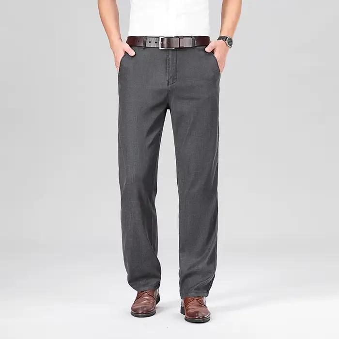 Jean droit noir fin en tissu Lyocell pour homme