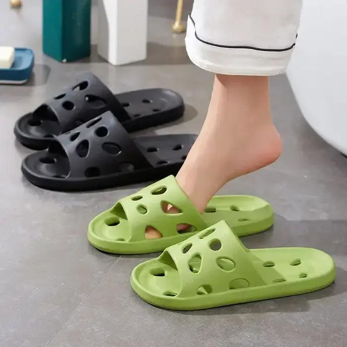 Pantoufles de douche d'été pour hommes et femmes, diapositives de salle de bain, fuite, antidérapant