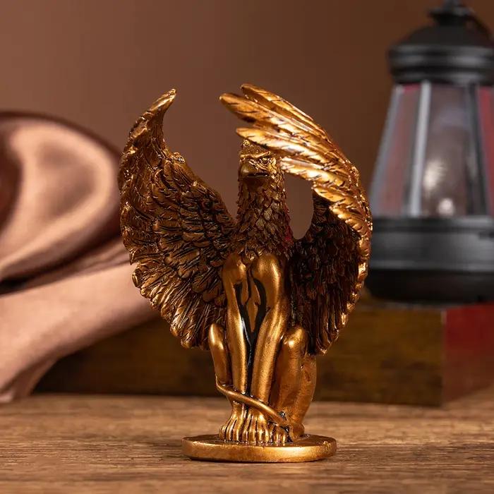 Petite statue en résine or motif griffon décoration de bureau cadeau occasion spéciale noël halloween sphinx légendaires