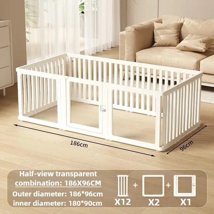 Parc d'intérieur pour chien Cage avec porte grande clôture portable pour chiens panneau transparent en acrylique clôtures pour animaux de compagnie fournitures ménagères pour chiots