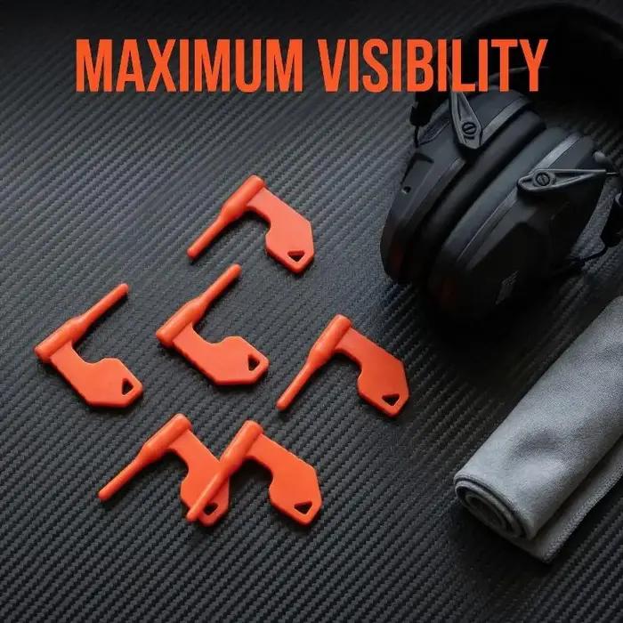Drapeaux de sécurité pour armes à feu, lot de 6, orange, durables, accessoires de sécurité visibles