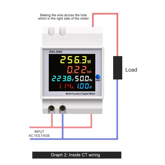 Compteur d'énergie électrique sur rail DIN, facteur de puissance de courant actif, compteur mort, mé