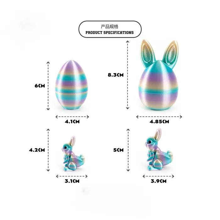 Ornement d'œufs de lapin imprimé en 3D, modèle animal, lapin de Pâques, ornement de bureau à domicile, cadeau de Pâques