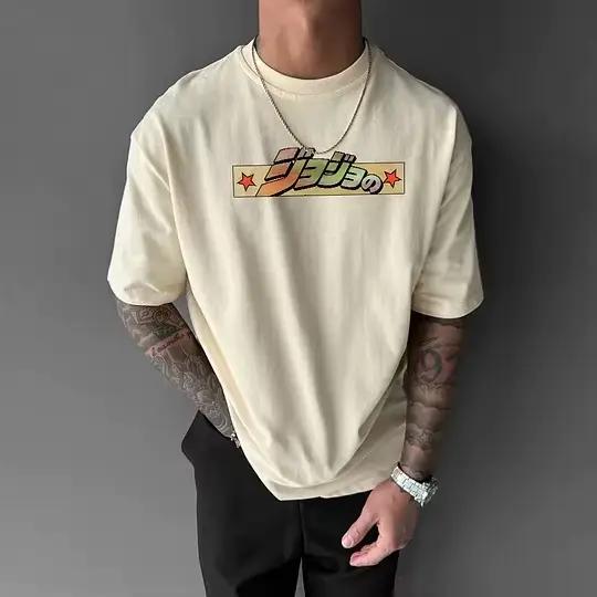 T-shirt ample et décontracté en coton 100%, design anime JoJo, polyvalent pour hommes et femmes, idéal pour les fans de JoJo, les conventions de manga et les sorties décontractées