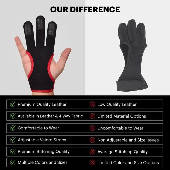 Gant d'archerie ajustable 3 doigts en nylon respirant - Protection main pour tir sportif