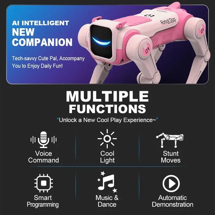 Chien robot RC intelligent à commande vocale, programmable, chantant, dansant, acrobaties électroniques, robot chien bionique intelligent