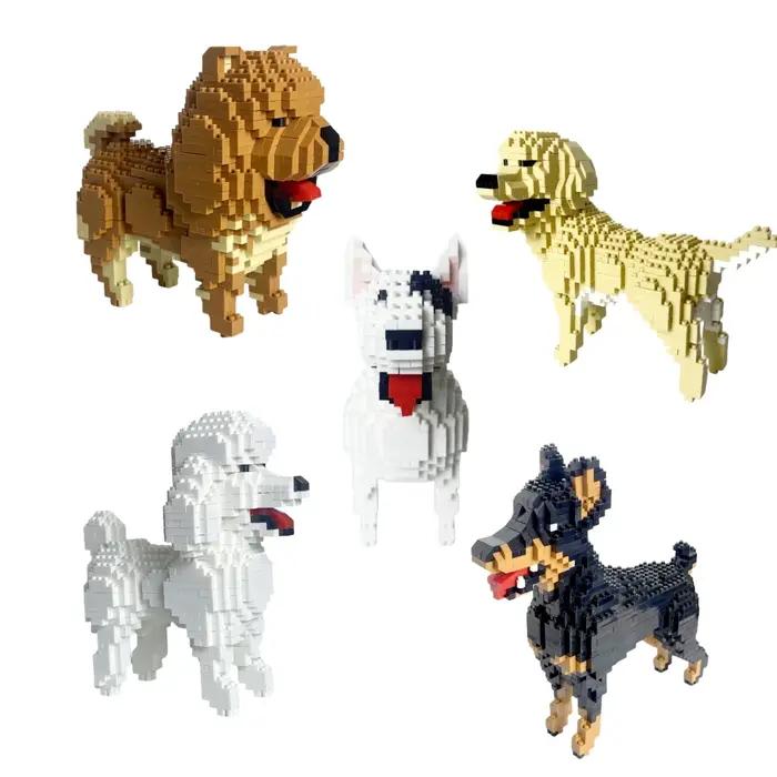 Modèles de chiens Pine Lion Golden Retriever Doberman Inu en micro-blocs de construction - Ornement de bureau