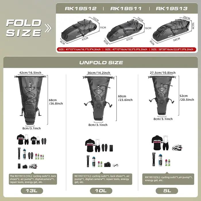 Bal inowalk-Sac de dégager de vélo étanche, rangement de grande capacité, sac arrière arrière, sacoc