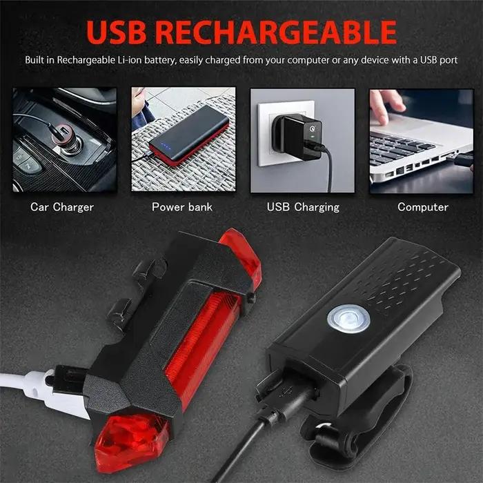 Vélo vélo lumière USB LED Rechargeable ensemble vtt vélo de route avant arrière phare lampe lampe de