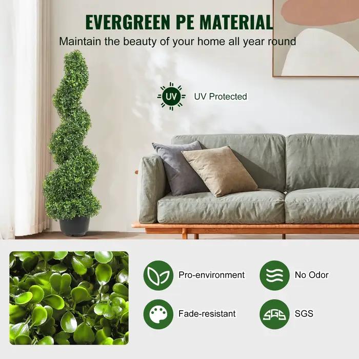 SucceBuy 1/2 pièces tour de buis artificielle topiaire spirale plante artificielle 24/36/48 pouces d