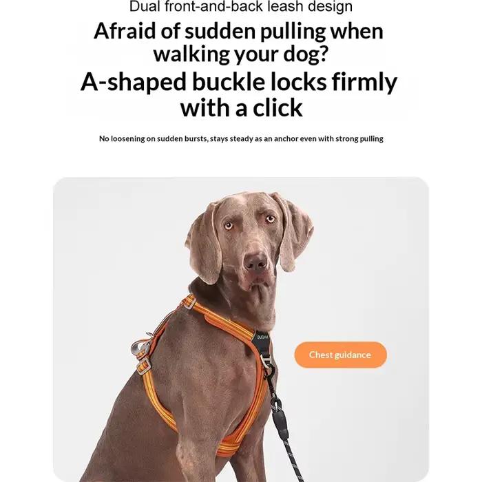 Harnais de poitrine pour chien avec laisse, bande réfléchissante, durable, réglable, souple et léger, pour la promenade en extérieur, empêche le tiraillement du chien