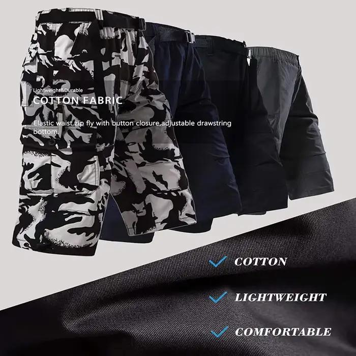 Shorts cargo décontractés pour hommes, style européen et américain, multi-poches, coupe capri, coton pur, motif camouflage, parfait pour les activités extérieures et les sorties en ville
