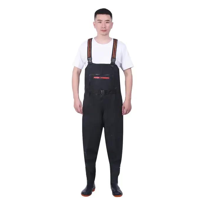 Pantalon de pêche mi-corps imperméable PVC avec bretelles - Pour la chasse et activités aquatiques