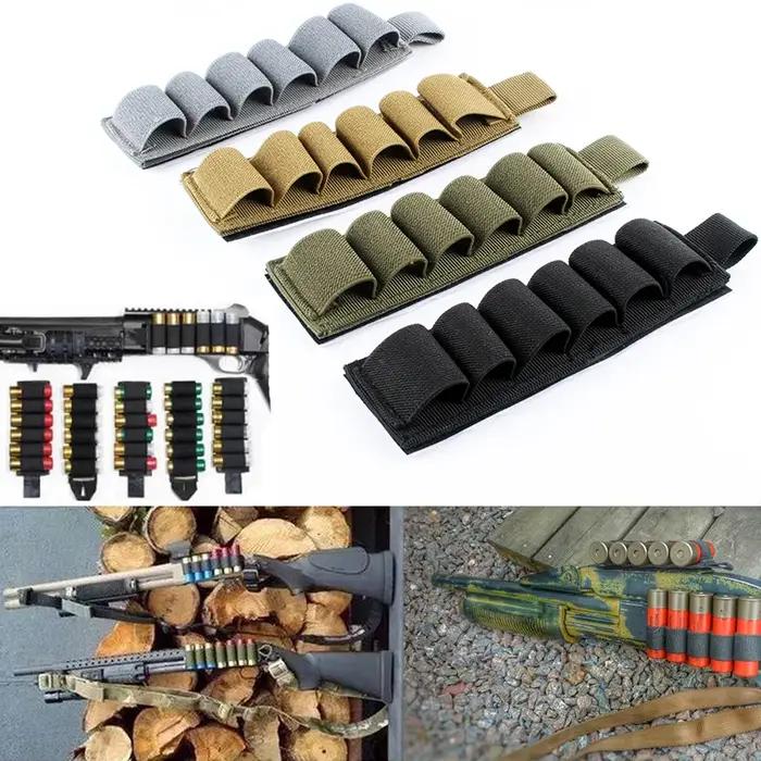 Support de coque de fusil de chasse rond tactique d'extérieur, support de recharge de balle de pistolet de munitions avec autocollant de support adhésif pour calibre 12