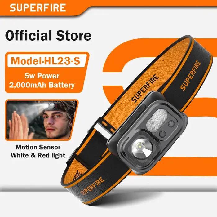 SUPERFIRE Mini puissant randonnée Camping phare USB C Rechargeable phare LED capteur phare avant lam