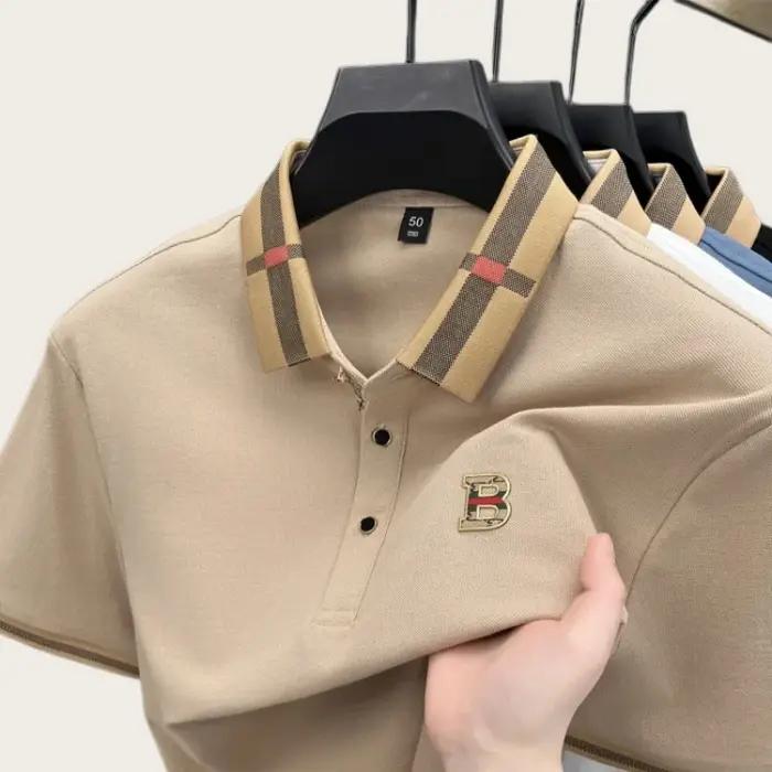 Polo à manches courtes de marque de luxe pour hommes, nouveau t-shirt Paul en coton et soie respirant haut de gamme, mode décontractée pour hommes
