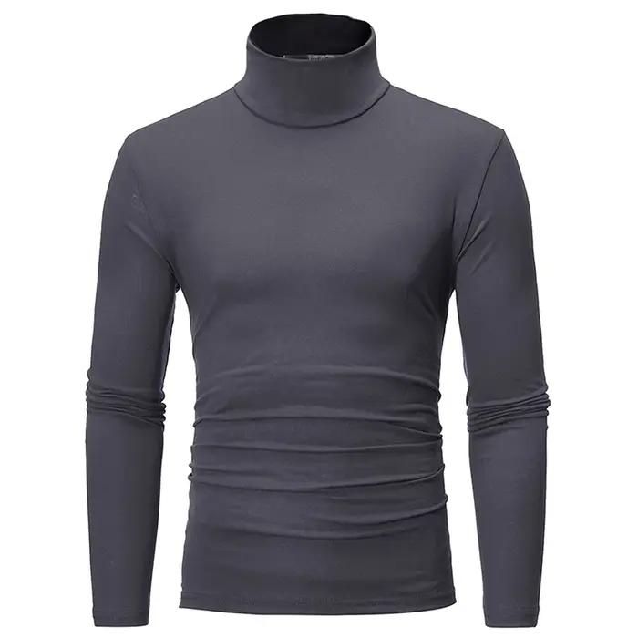 Mode hommes décontracté coupe ajustée basique col roulé col haut pull mâle automne printemps mince h