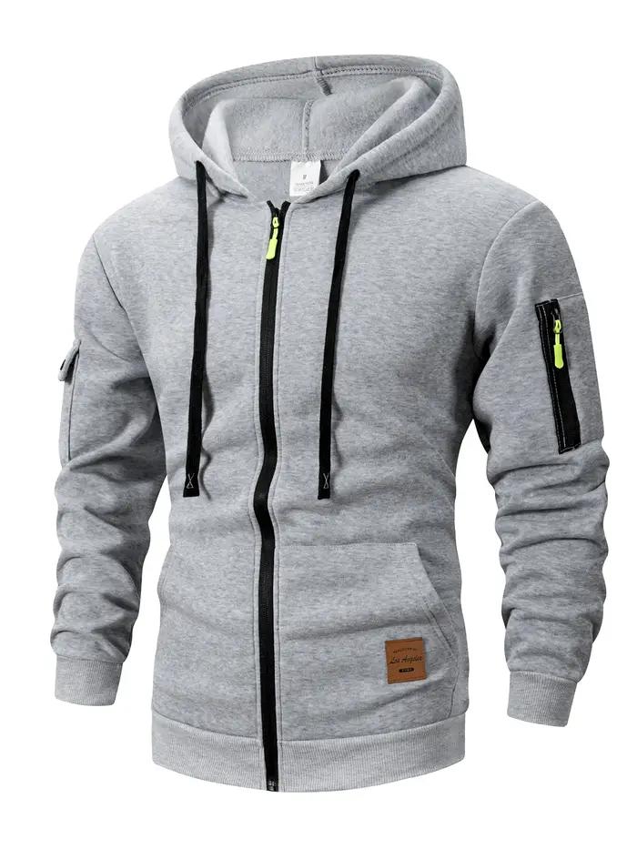 2025 nouveau automne hommes sweats à manches longues veste à capuche fermeture à glissière