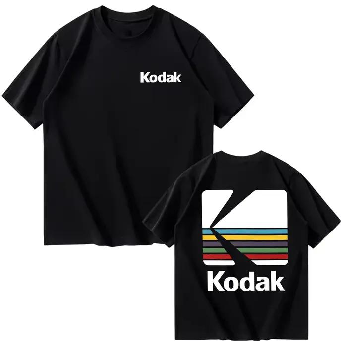 Kodak été marque best-seller 100% coton couleur unie polyvalent hommes T-shirt quotidien décontracté absorbant la sueur respirant à manches courtes