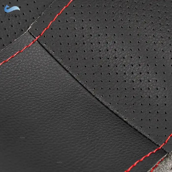 Housse de volant de voiture tressée à la main, en cuir microfibre perforé souple, pour Skoda Octavia