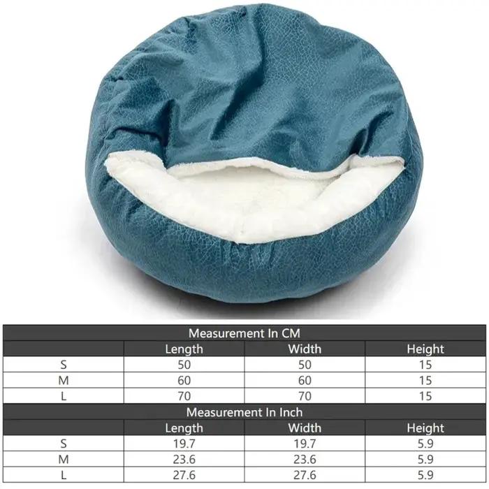 Lit orthopedique pour chien et chat avec couverture a capuche douillette impermeable et resistant a la saleté pour les saisons froides