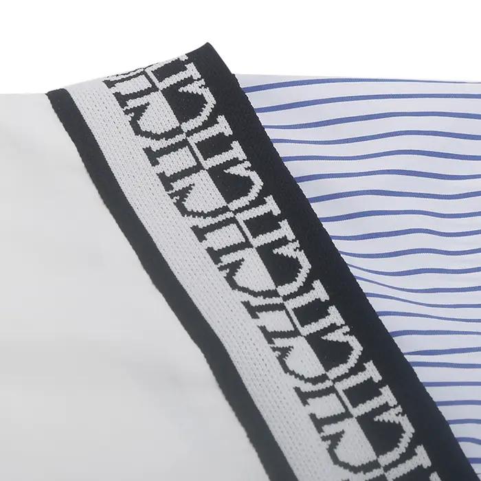 CHCH-Chemise à Manches sulfpour Femme, Haut Décontracté, Confortable, Simple, Rayé, Patchwork, Bleu