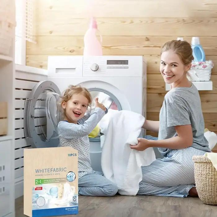 10 feuilles de blanchissant textile blanc pour machine à laver