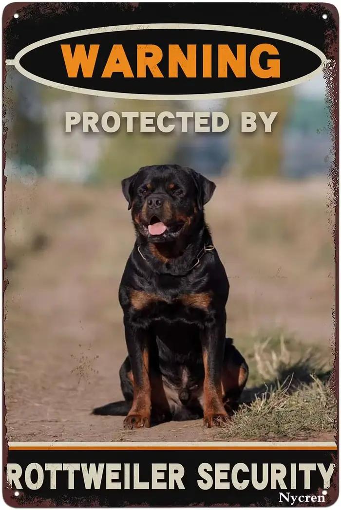 Chien iode 18/signe protégé par Rottweiler sécurité rustique décor Vintage signe maison ferme Ranch