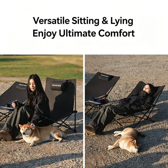 Blackdog-Chaise de camping pliable avec oreiller