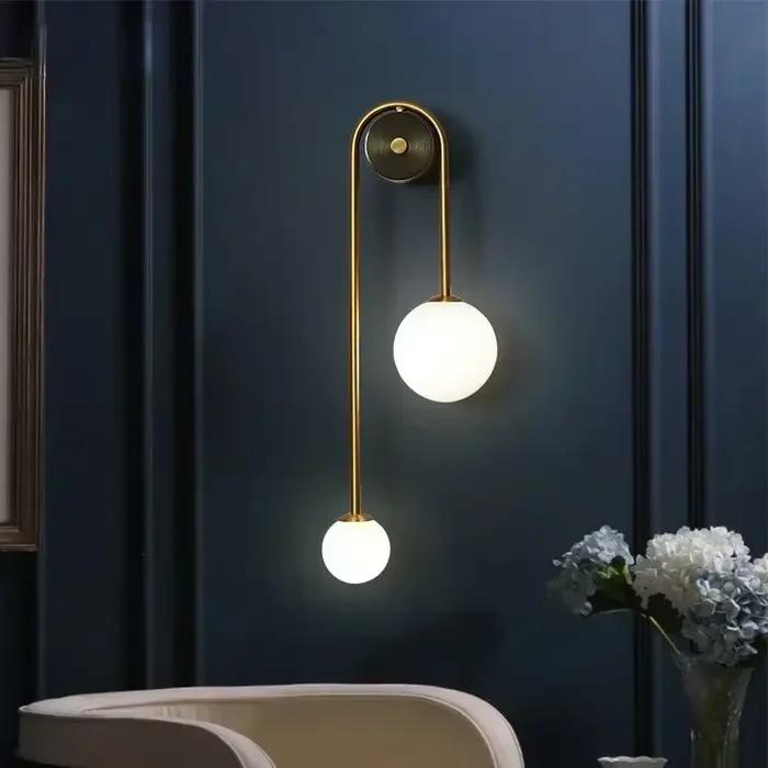 Moderne chambre chevet applique murale lampe boule de verre LED or décor à la maison salon couloir é