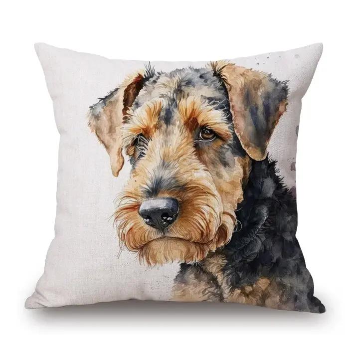 Housses de coussin WONDERISE imprimées à la main en polyester pour animaux de compagnie carrées en argent blanc bleu ciel beige et plus pour intérieur élégant