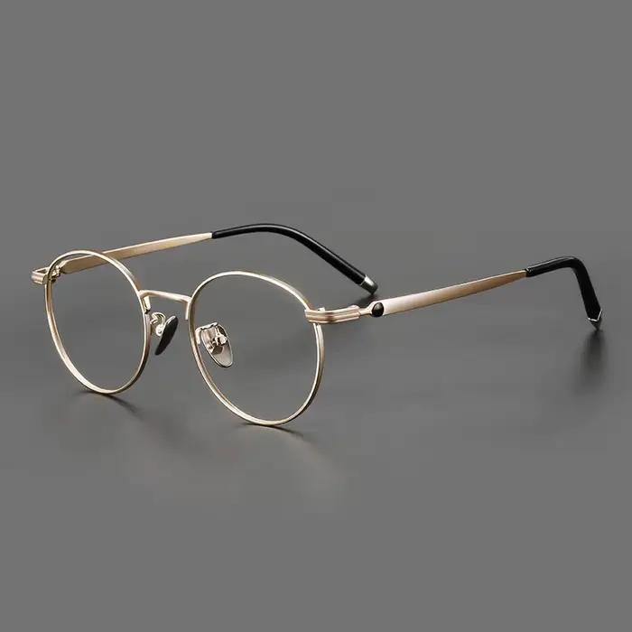 FIRADA mode lunettes Vintage luxe pur titane lunettes rondes optique lunettes de Prescription lunett
