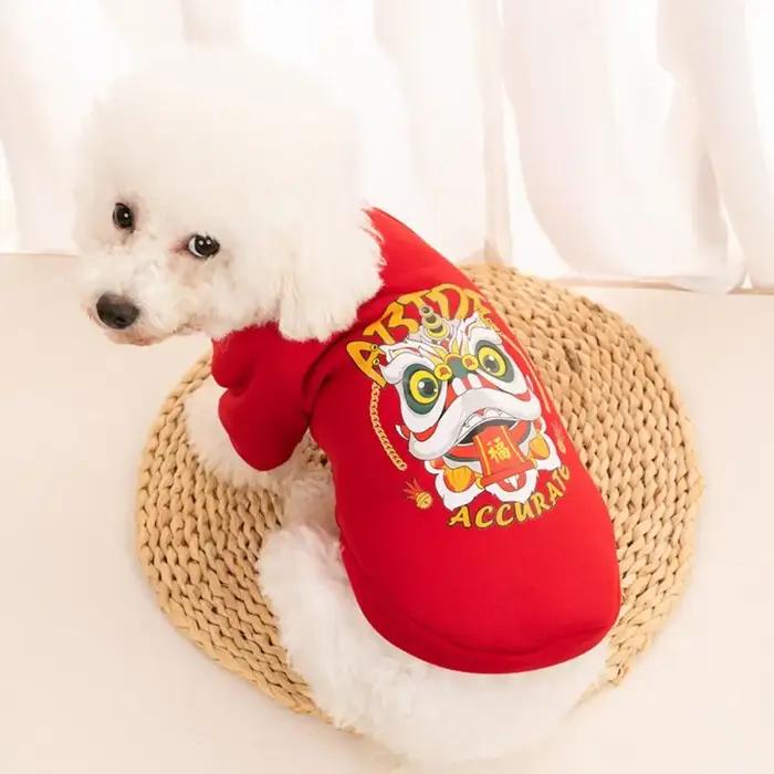 Style chinois Dragon chats manteau dessin animé chaud nouvel an chien sweats à capuche Polyester avec boucle de