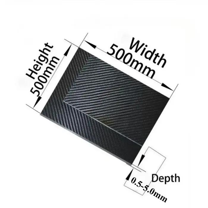 Panneau de fibre de carbone 3K complet de 500x500mm pour modélisme RC et constructions légères matériaux composites durables