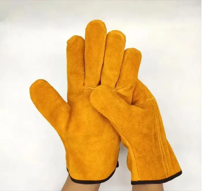 Gants de travail homme cuir souple vachette chasse conduite ferme jardin soudure sécurité protection mécanique