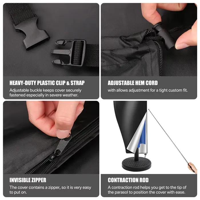 Housse de Parasol droite, housse de protection imperméable avec fermeture éclair sur poteau télescop