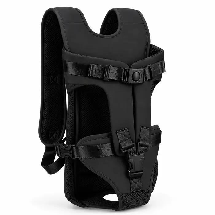 Sac à dos de transport pour chien, sac de poitrine rembourré respirant pour animaux de compagnie avec sangles réglables et trou pour la queue pour chiens de petite et moyenne taille