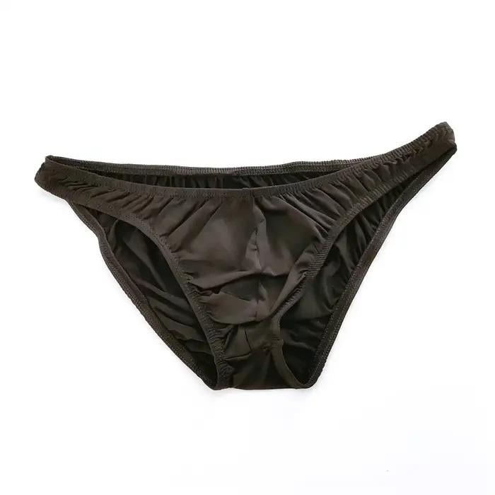 Slip rose en Nylon et Spandex pour hommes, sous-vêtement confortable et respirant, taille basse, séchage rapide, sous-vêtement Bikini en soie glacée