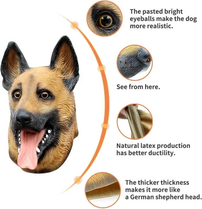 Masque de tête de chien, masque de Costume de chien de fête d'halloween, Costume de Cosplay pour adulte, masque de tête d'animal en Latex (canard allemand)
