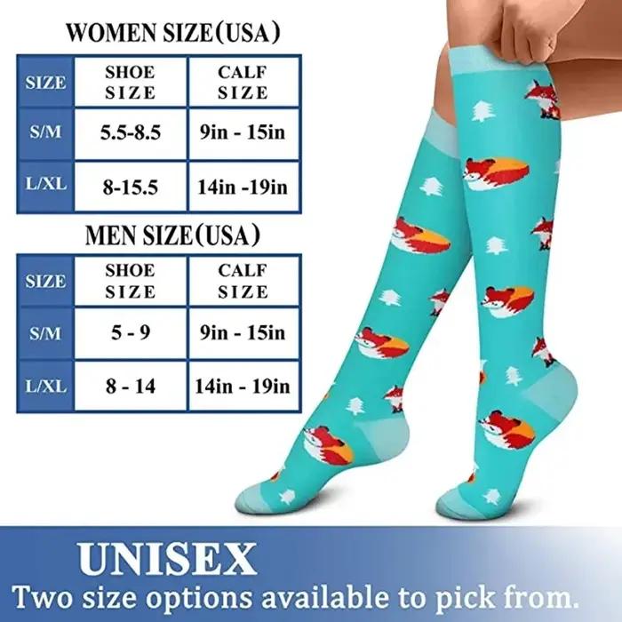 6 paires chaussettes compression chasse motifs fleurs animaux fruits soutien circulation hommes femmes