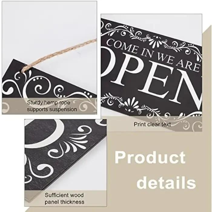 Enseigne en bois naturel Open and Closed PRBusiness