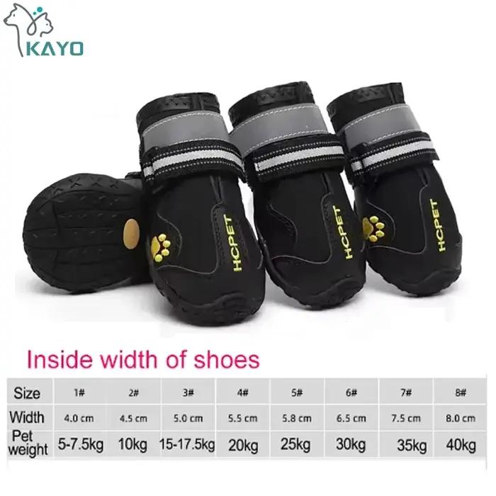Bottes de pluie coordonnantes imperméables pour chien, chaussures de coulée de neige chaudes, entraînement sportif pour petits et grands animaux de compagnie, protection des pieds, 4 pièces