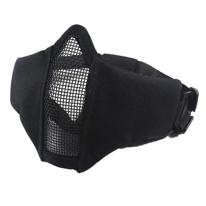 Masque tactique demi-visage Airsoft pliable en maille métallique, Double ruban réglable CS Wargame c