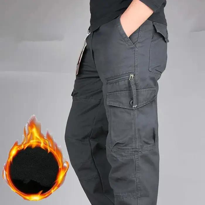 Pantalon cargo hiver chasse double couche polaire épais camouflage tactique confortable homme